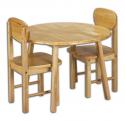  Natural Round Table and Chairs 